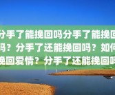 分手了能挽回吗分手了能挽回吗？分手了还能挽回吗？如何挽回爱情？分手了还能挽回吗