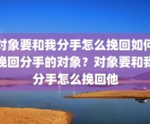 对象要和我分手怎么挽回如何挽回分手的对象？对象要和我分手怎么挽回他