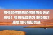 感情如何挽回如何挽回失去的感情？情感挽回的方法和技巧感情如何挽回情感