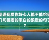 德语我爱你好心人能不能给我几句德语的表白的浪漫的句子？