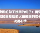 挽回的句子挽回的句子：用语言唤回爱情的火苗挽回的句子说说心情