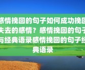 感情挽回的句子如何成功挽回失去的感情？感情挽回的句子与经典语录感情挽回的句子经典语录