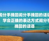闹分手挽回闹分手挽回的话语，学会正确的表达方式闹分手挽回的话语