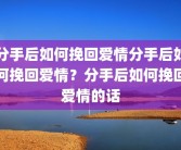 分手后如何挽回爱情分手后如何挽回爱情？分手后如何挽回爱情的话