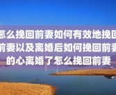 怎么挽回前妻如何有效地挽回前妻以及离婚后如何挽回前妻的心离婚了怎么挽回前妻