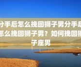 分手后怎么挽回狮子男分手后怎么挽回狮子男？如何挽回狮子座男