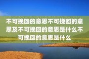 不可挽回的意思不可挽回的意思及不可挽回的意思是什么不可挽回的意思是什么
