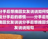 分手后想挽回女友说说如何恢复分手后的感情——分手后想挽回女友说说分手后想挽回女友说说短句