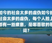 如今的社会太多的虚伪如今的社会太多的虚伪，每个人脸上都有一丝疲惫，是哪首歌的歌词？