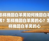 怎样挽回白羊男如何挽回白羊男？怎样挽回白羊男的心？怎样挽回白羊男的心