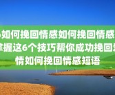 6如何挽回情感如何挽回情感？掌握这6个技巧帮你成功挽回爱情如何挽回情感短语