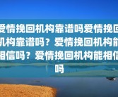 爱情挽回机构靠谱吗爱情挽回机构靠谱吗？爱情挽回机构能相信吗？爱情挽回机构能相信吗