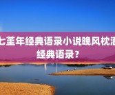 七堇年经典语录小说晚风枕酒经典语录？