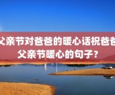父亲节对爸爸的暖心话祝爸爸父亲节暖心的句子？