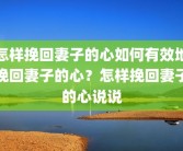 怎样挽回妻子的心如何有效地挽回妻子的心？怎样挽回妻子的心说说