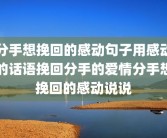分手想挽回的感动句子用感动的话语挽回分手的爱情分手想挽回的感动说说