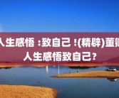 人生感悟 :致自己 !(精辟)董卿人生感悟致自己？