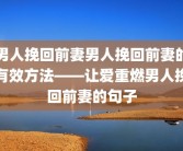 男人挽回前妻男人挽回前妻的有效方法——让爱重燃男人挽回前妻的句子
