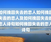 如何挽回失去的恋人如何挽回失去的恋人及如何挽回失去的恋人诗句如何挽回失去的恋人诗句
