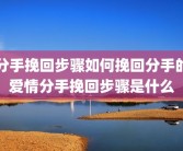 分手挽回步骤如何挽回分手的爱情分手挽回步骤是什么