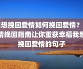 我想挽回爱情如何挽回爱情？爱情挽回指南让你重获幸福我想挽回爱情的句子