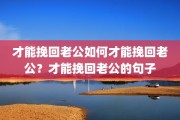 才能挽回老公如何才能挽回老公？才能挽回老公的句子