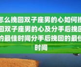 怎么挽回双子座男的心如何挽回双子座男的心及分手后挽回的最佳时间分手后挽回的最佳时间
