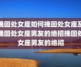 挽回处女座如何挽回处女座及挽回处女座男友的绝招挽回处女座男友的绝招