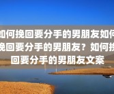 如何挽回要分手的男朋友如何挽回要分手的男朋友？如何挽回要分手的男朋友文案