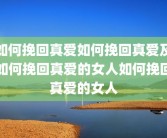 如何挽回真爱如何挽回真爱及如何挽回真爱的女人如何挽回真爱的女人