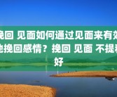 挽回 见面如何通过见面来有效地挽回感情？挽回 见面 不提和好