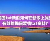 挽回txt新浪如何在新浪上找到有效的挽回爱情txt资料？
