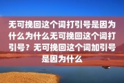 无可挽回这个词打引号是因为什么为什么无可挽回这个词打引号？无可挽回这个词加引号是因为什么