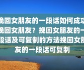 挽回女朋友的一段话如何成功挽回女朋友？挽回女朋友的一段话及可复制的方法挽回女朋友的一段话可复制