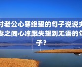 对老公心寒绝望的句子说说夫妻之间心凉跟失望到无语的句子？