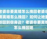 老婆非要离婚怎么挽回老婆非要离婚怎么挽回？如何让她重新回到你身边？老婆非要离婚怎么挽回她